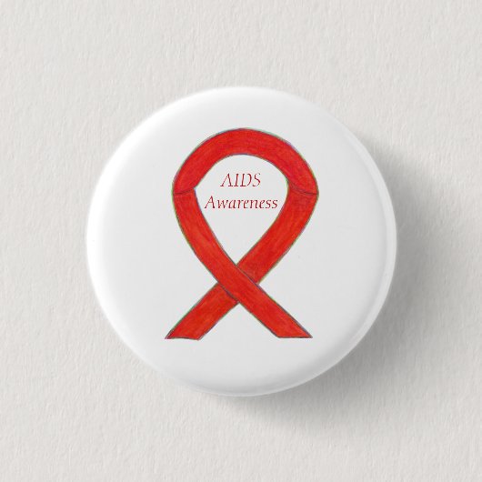 Aids Awareness Ribbon Custom Art Button (Vorderseite)