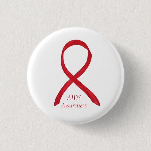 Aids Awareness Ribbon Custom Art Button (Vorderseite)