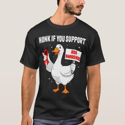 Aids_hiv Awareness Funny Goose World Aids Day Red T-Shirt (Vorderseite)