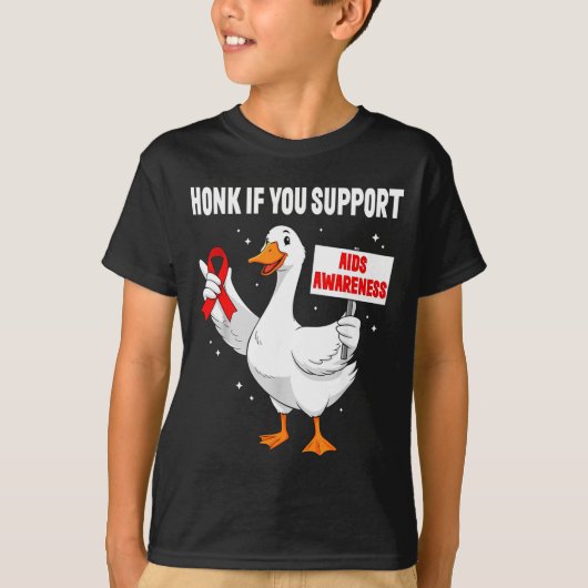 Aids_hiv Awareness Funny Goose World Aids Day Red T-Shirt (Vorderseite)