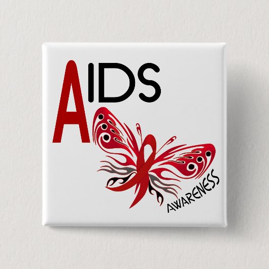 AIDS/HIV Bewusstsein Schmetterlings-3 Button (Vorderseite)