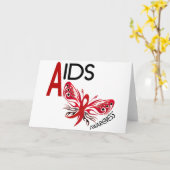 AIDS/HIV Bewusstsein Schmetterlings-3 Karte (Gelbe Blume)