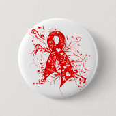 AIDS HIV Floral Wirbel Ribbon Button (Vorderseite)