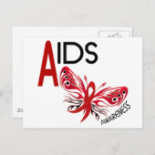 AIDS/HIV Schmetterling 3 Bewusstsein Postkarte (Vorne/Hinten)