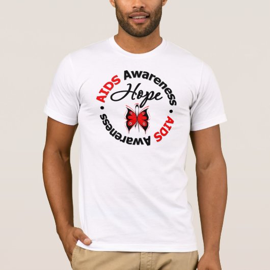 AIDS Hoffnungs-vorbereiteter Schmetterling T-Shirt (Vorderseite)