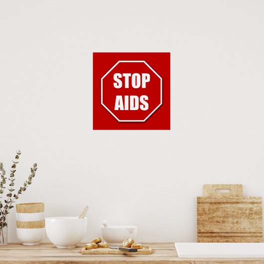 Aids Red Poster Print stoppen (Küche)