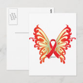 AIDS Ribbon Butterfly Postkarte (Vorne/Hinten)