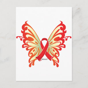AIDS Ribbon Butterfly Postkarte