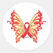 AIDS Ribbon Butterfly Runder Aufkleber (Vorderseite)