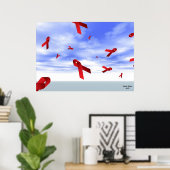 AIDS-Ribbons schweben im Himmel-Poster Poster (Heimbüro)