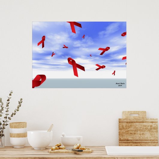 AIDS-Ribbons schweben im Himmel-Poster Poster (Küche)