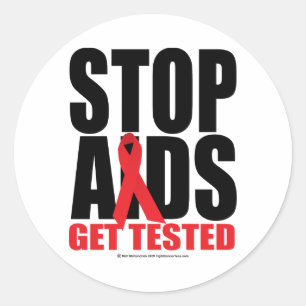 AIDS stoppen: Testen Runder Aufkleber