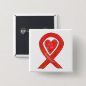 Aids und HIV-Bewusstsein Herz Ribbon maßgeschneide Button (Vorne & Hinten)