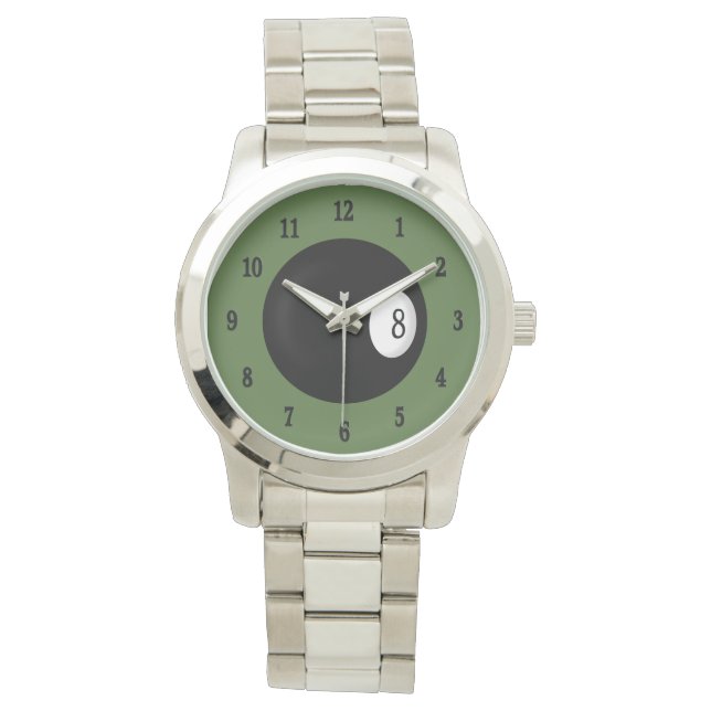 Aight Ball Billiard Thema Armbanduhr (Vorderseite)