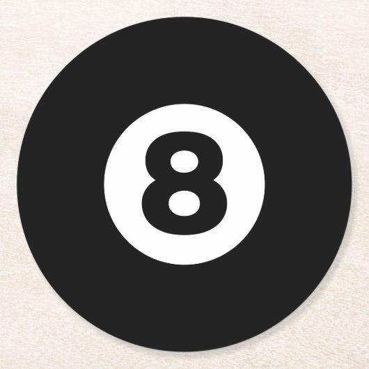 Aight Ball Runder Pappuntersetzer (Vorderseite)