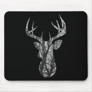 Aight Point Buck Deer Silhouette Woodlands T Shirt Mousepad