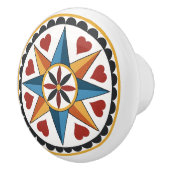 Aight Point Star & Heart Amish Dutch Hex Sign Knob Keramikknauf (Rechts)