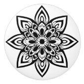 Aight Point White Star Blumen Mandala Keramikknauf (Vorderseite)