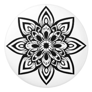 Aight Point White Star Blumen Mandala Keramikknauf