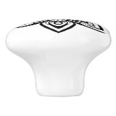 Aight Point White Star Blumen Mandala Keramikknauf (Seitenansicht)