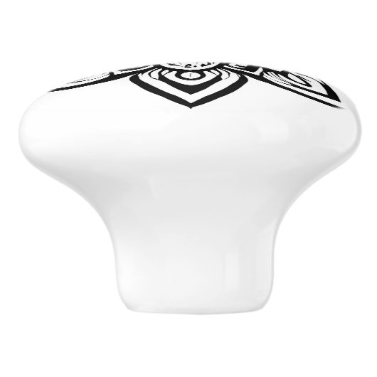 Aight Point White Star Blumen Mandala Keramikknauf (Seitenansicht)