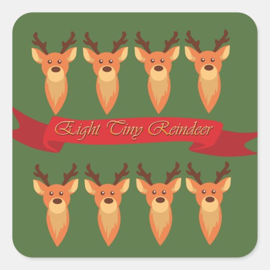 Aight Tiny Reindeer Quadratischer Aufkleber (Vorderseite)