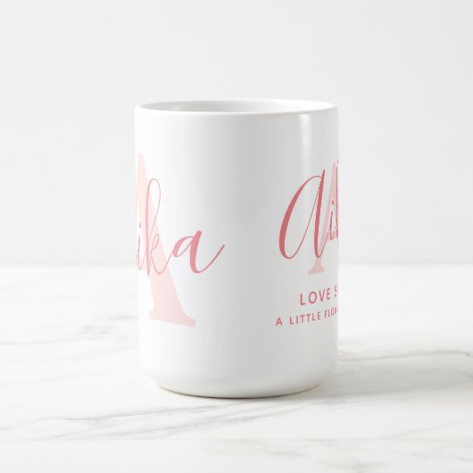 Aika-Name bedeutet Monogramm A coral Text Kaffeetasse (Mittel)