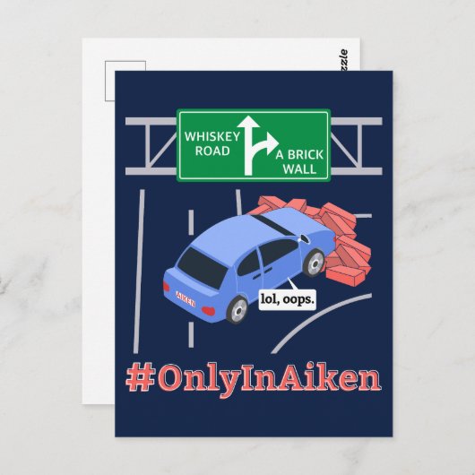 Aiken, SC, Brick Wall Meme Postcard Postkarte (Vorne/Hinten)