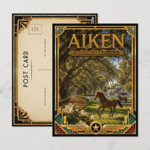 Aiken South Carolina Vintage Art Deco Golden Age Postkarte