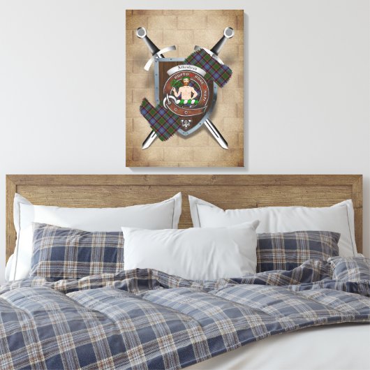 Aikenhead Clan Abzeichen Crossed Schwerter Canvas Leinwanddruck (Insitu (Schlafzimmer))