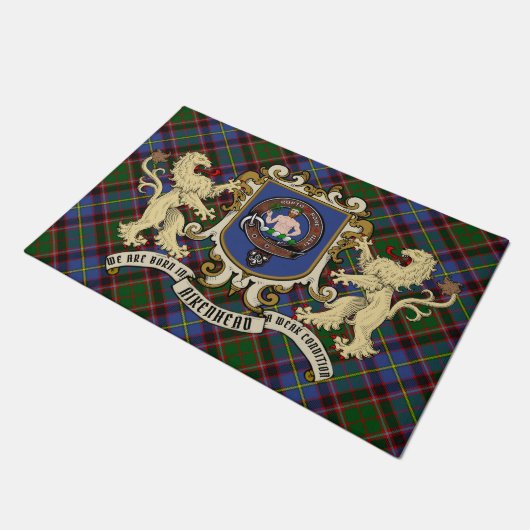 Aikenhead Clan Abzeichen & Tartan Fußmatte (Schrägansicht)
