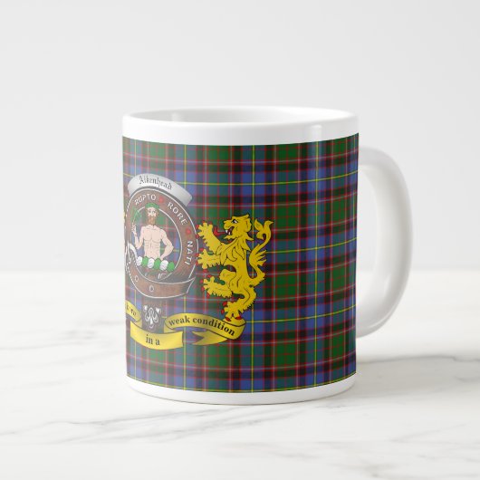 Aikenhead Clan Abzeichen & Tartan Jumbo Tasse (Vorderseite Rechts)