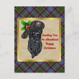 Aikenhead Clan Abzeichen & Tartan Weihnachten Postkarte