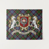 Aikenhead Clan Abzeichen & Unicorns mit Tartan Wandteppich (Vorderseite (Horizontal))