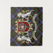 Aikenhead Clan Abzeichen & Unicorns mit Tartan Wandteppich (Vorderseite)
