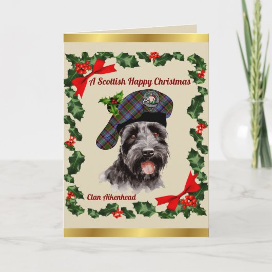 Aikenhead Scottie Dog Personalisiert Xmas Karte (Vorderseite)