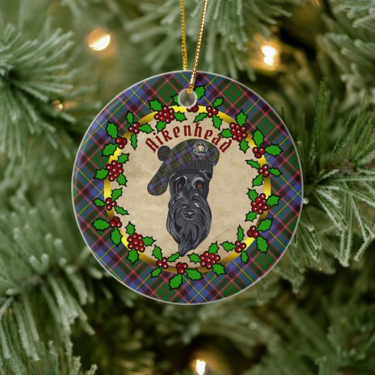 Aikenhead Scottie Dog Weihnachtsfeier Keramik Orna Ornament (Baum)