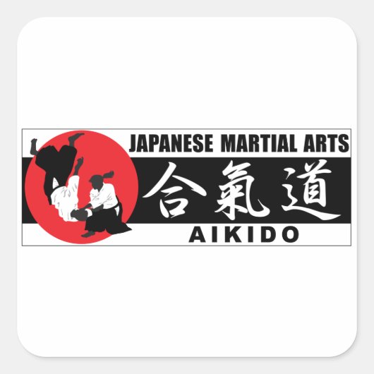 Aikido 2 quadratischer aufkleber (Vorderseite)