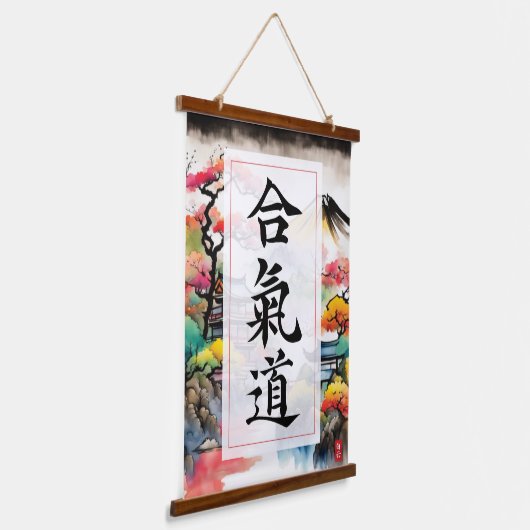 Aikido Hanging Tapestry Wandteppich Mit Holzrahmen (Gewinkelt)