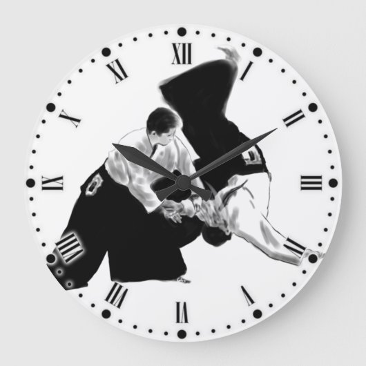 Aïkido in mouvement große wanduhr (Vorderseite)