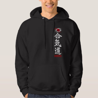 Aikido Kanji Dark Hoodie mit japanischer Flagge