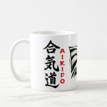 Aikido Kanji Drink Tasse mit japanischer Flagge