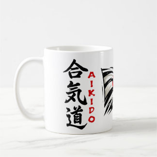 Aikido Kanji Drink Tasse mit japanischer Flagge