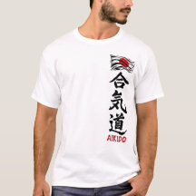 Aikido Kanji T - Shirt mit japanischer Flagge