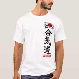 Aikido Kanji T - Shirt mit japanischer Flagge