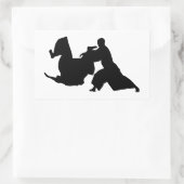 Aikido-Silhouette Rechteckiger Aufkleber (Tasche)