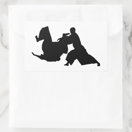Aikido-Silhouette Rechteckiger Aufkleber (Tasche)