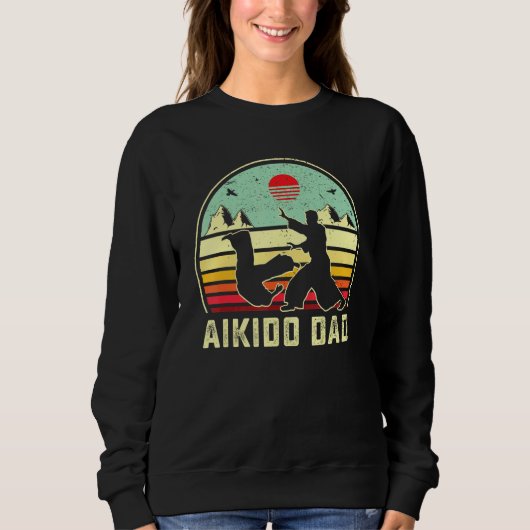 Aikido Vater Selbstverteidigung Kampfkunst Retro S Sweatshirt (Vorderseite)