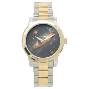 AiKo Beats™ Celestial Tempo – Gradient Phase Gold Armbanduhr