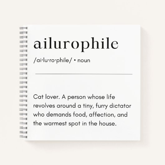 Ailurophile Definition - Katze Lover Notizblock (Vorderseite)